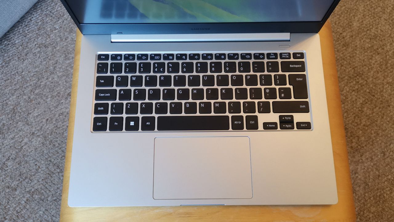 A photograph of the Samsung Galaxy Book Go keyboard