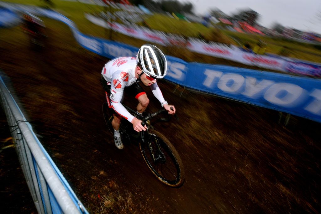 HOOGERHEIDE NETHERLANDS JANUARY 23 Eli Iserbyt of Belgium and Team Pauwels Sauzen Bingoal competes during the 32nd GP Adrie Van der Poel Hoogerheide UCI CycloCross Worldcup 2022 Mens Elite CXWorldCup on January 23 2022 in Hoogerheide Netherlands Photo by Luc ClaessenGetty Images