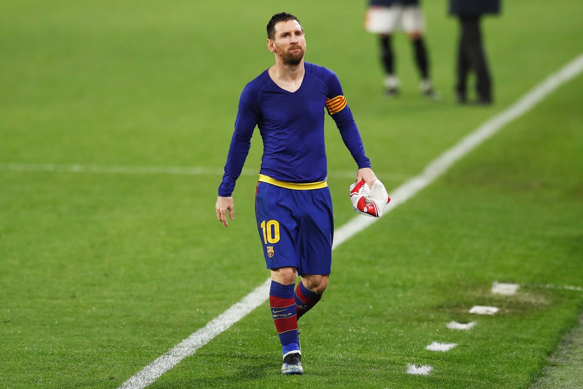 Lionel Messi (Barcelona), FEBRUARY 10, 2021 - Football / Soccer : Spanish &quot;Copa del Rey&quot; match between Sevilla FC 2-0 FC Barcelona at the Estadio Ramon Sanchez-Pizjuan in Sevilla, Spain. (Photo by Mutsu Kawamori/AFLO)