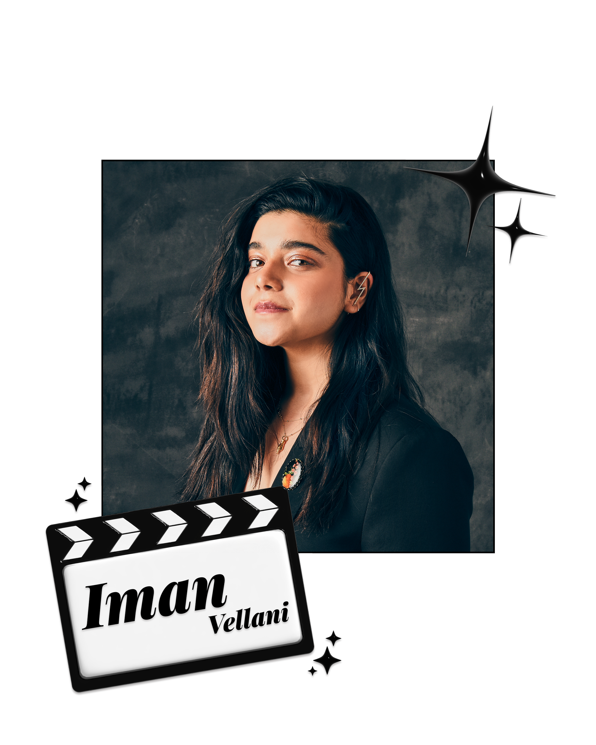 iman vellani wearing a black blazer