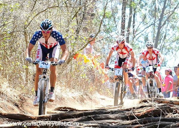 Jeremy Horgan-Kobelski (USA) followed by Canada's Derek Zandstra and Andrew Watson.