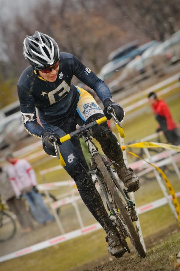 Andrea Smith (LadiesFirst Racing) battles the windy conditions