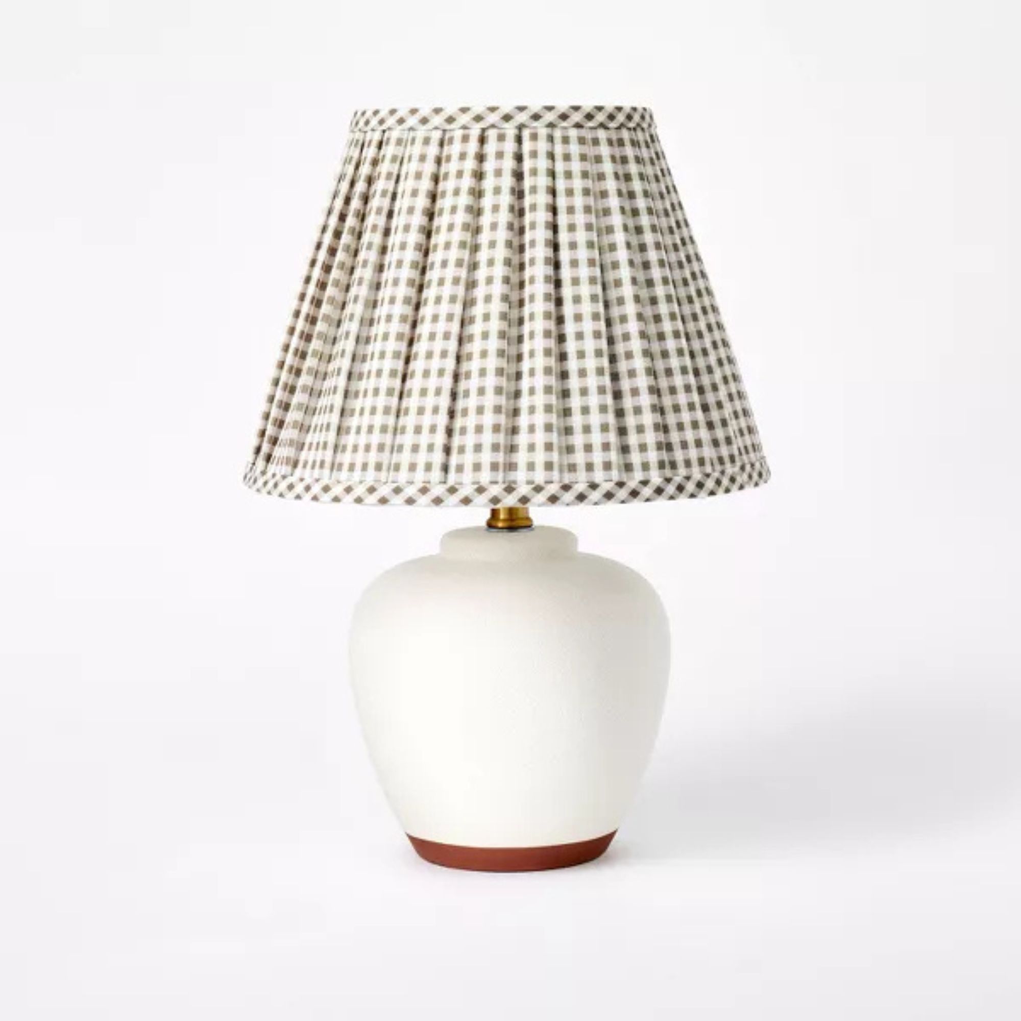 Ceramic Lamp with Gingham Shade
