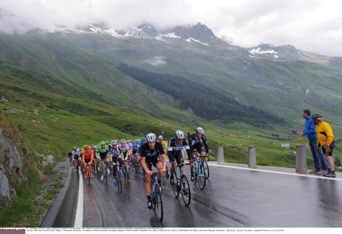 Omega Pharma-Quick Step on the front of the peloton
