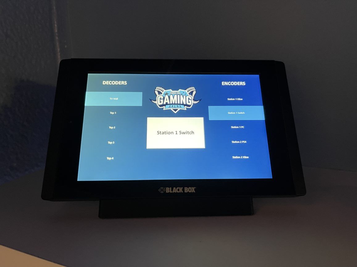 Students can use a Black Box touch panel and graphical user interface to select any computer or game console listed on the screen and choose the screen on which they&rsquo;d like to watch game play.