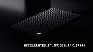 Renders of the Microsoft Surface RTX Spark Dev Box showing the design, the Microsoft logo, and dual monitors performing different tasks.