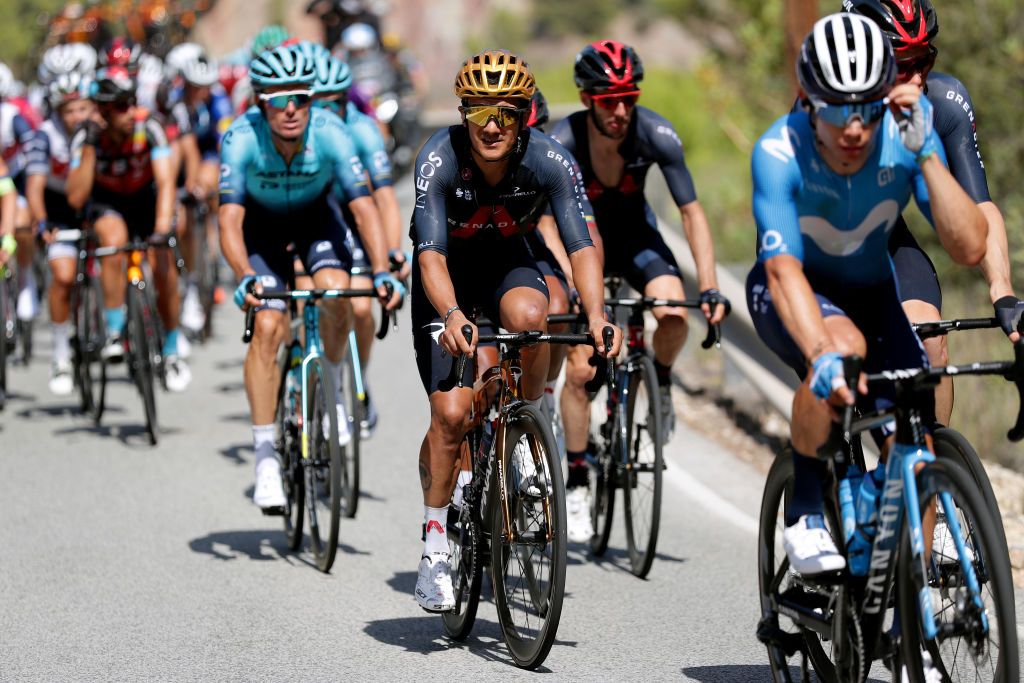 BALCON DE ALICANTE SPAIN AUGUST 20 Richard Carapaz of Ecuador and Team INEOS Grenadiers competes during the 76th Tour of Spain 2021 Stage 7 a 152km stage from Ganda to Balcn de Alicante 995m lavuelta LaVuelta21 on August 20 2021 in Balcn de Alicante Spain Photo by Gonzalo Arroyo MorenoGetty Images