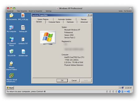 VMWare Fusion running XP