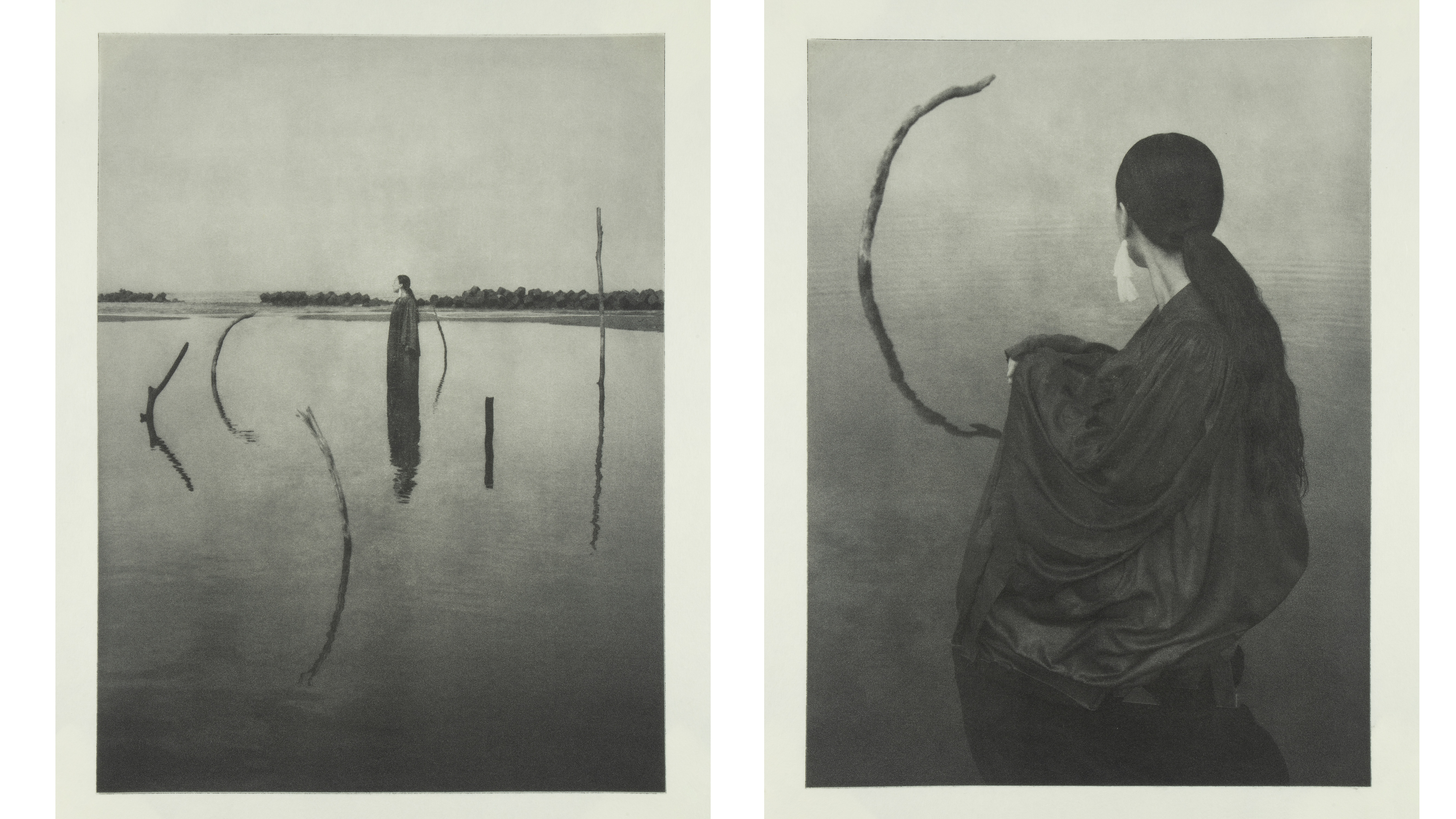 Two of Sayuri Ichida's monochrome photographs of her sister