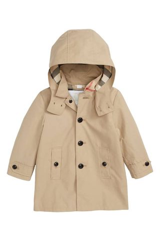 Hooded Trench Coat,Brown