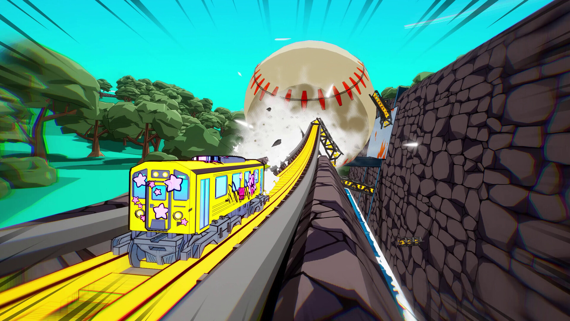 A screenshot of the upcoming PS5 game, Denshattack!