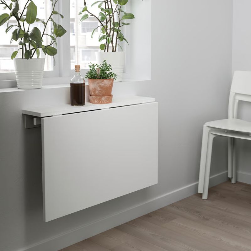 white fold-out wall desk