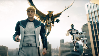 Guy Gardner, Hawkgirl, Mr. Terrific flying in Superman trailer