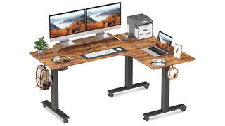 A product shot of FEZIBO L-shaped standing desk
