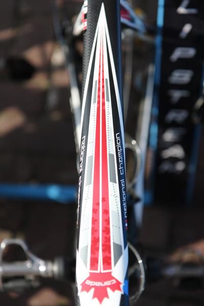 No prizes for guessing which kanata Christian Meier comes from. The Garmin-Slipstream rider proudly displays Canada's maple leaf on his top tube.