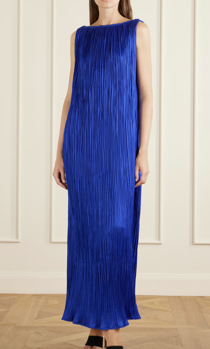 Aflalo, Celestia pliss&amp;eacute;-satin maxi dress