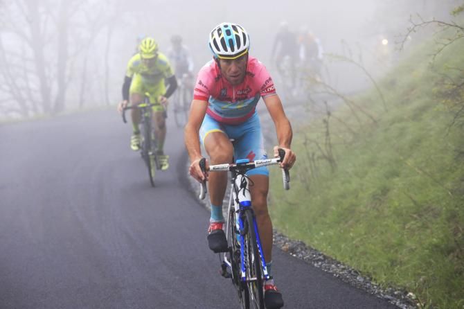 Vincenzo Nibali (Astana) riders away from his rivals on the road to Bardonecchia