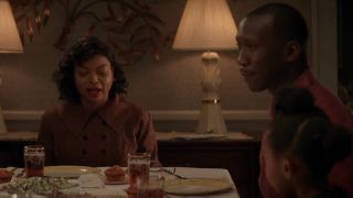 Taraji P. Henson at a dinner table with Mahershala Ali in Hidden Figures