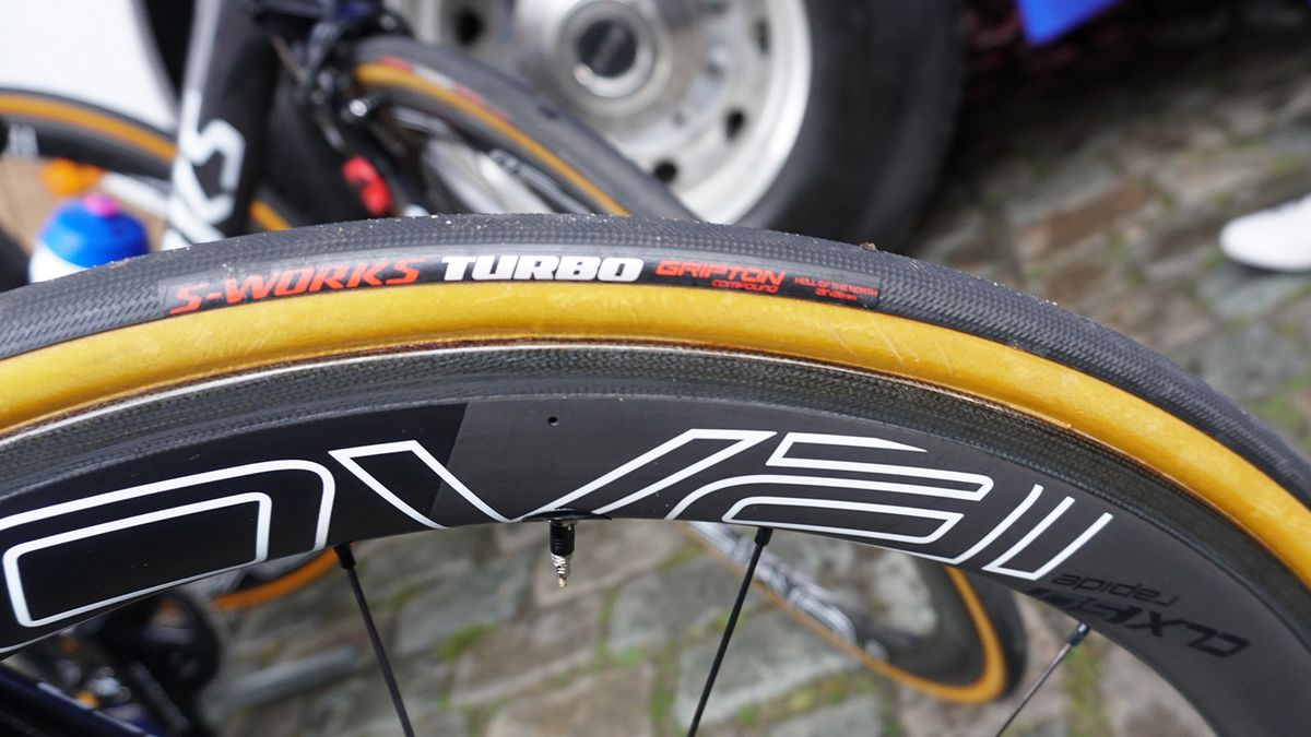 The majority of Quick-Step Floors and Bora-Hansgrohe used Specialized's S-Works Hell of the North cobble-specific tyres