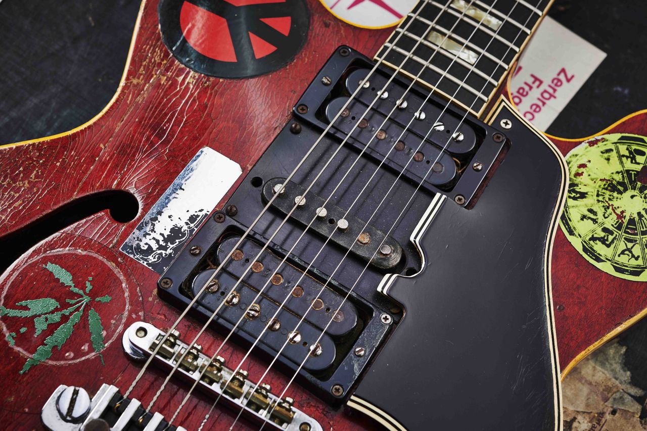 The humbuckers on the original's the 335 are, according to Alvin, the original PAFs. A self-confessed tinkerer, he removed the pickups&rsquo; covers in the hope the it would enhance the top-end