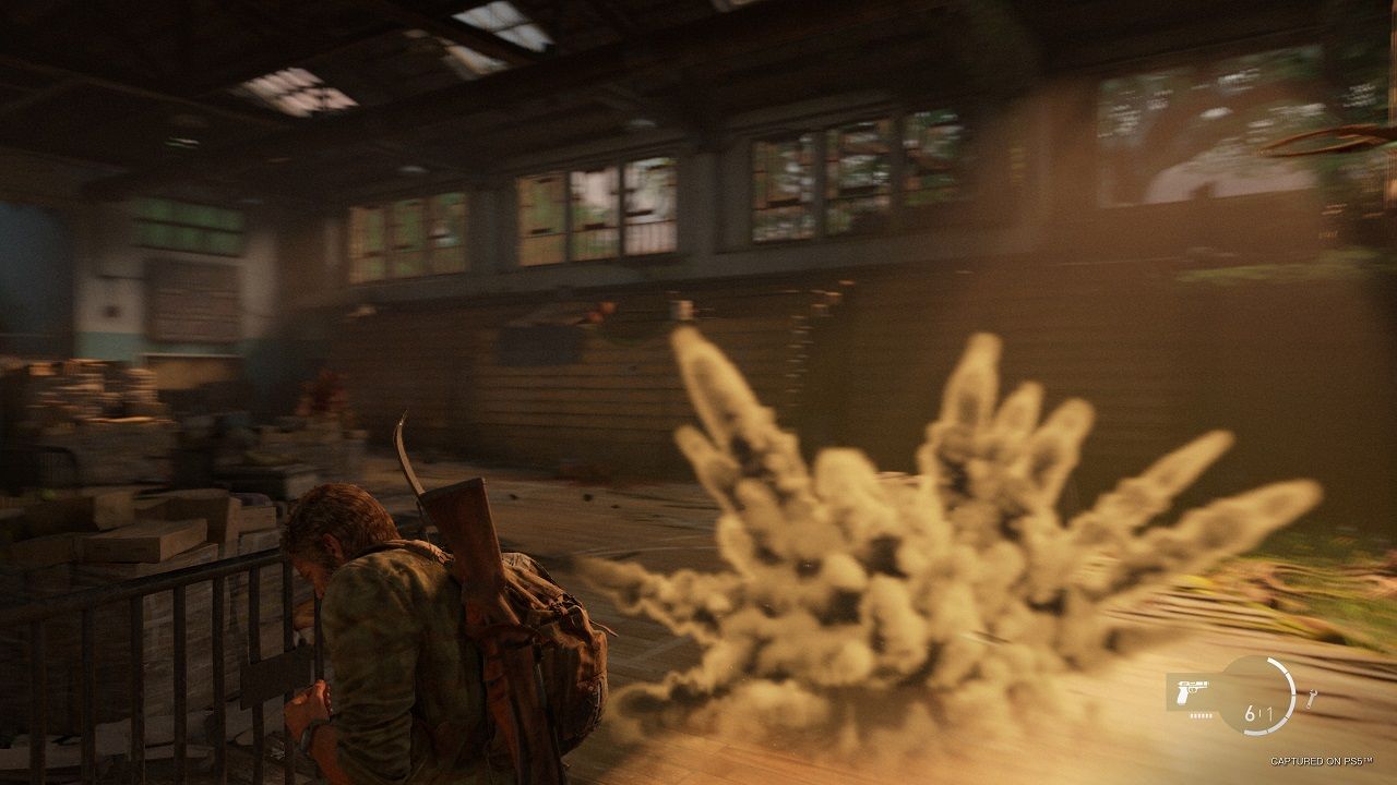 Bloater attacks Joel in The Last of Us Part I
