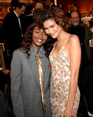 Zendaya attends the 2025 golden globes alongside ayo edebiri