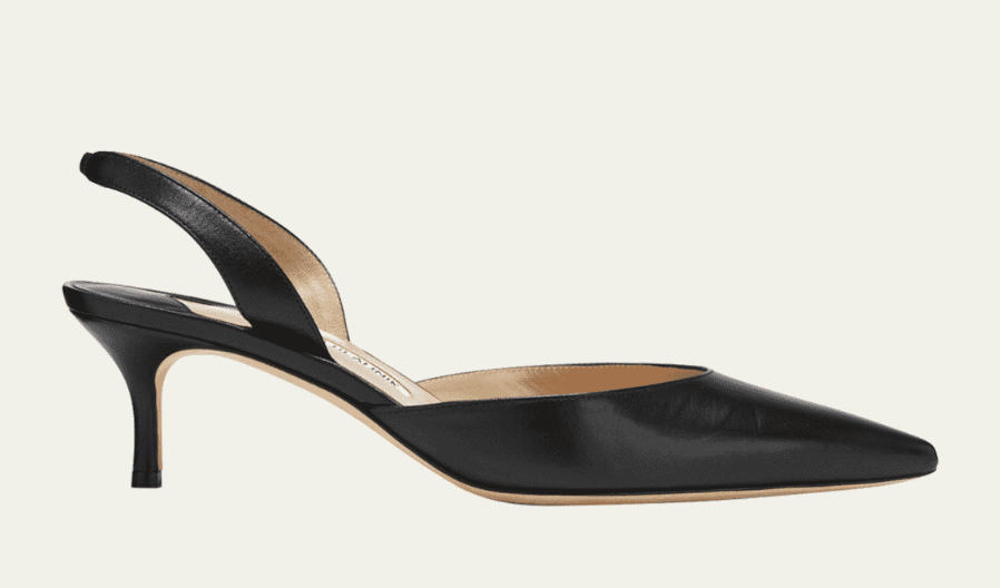 Manolo Blahnik, Carolyne Leather Low-Heel Slingback Pump