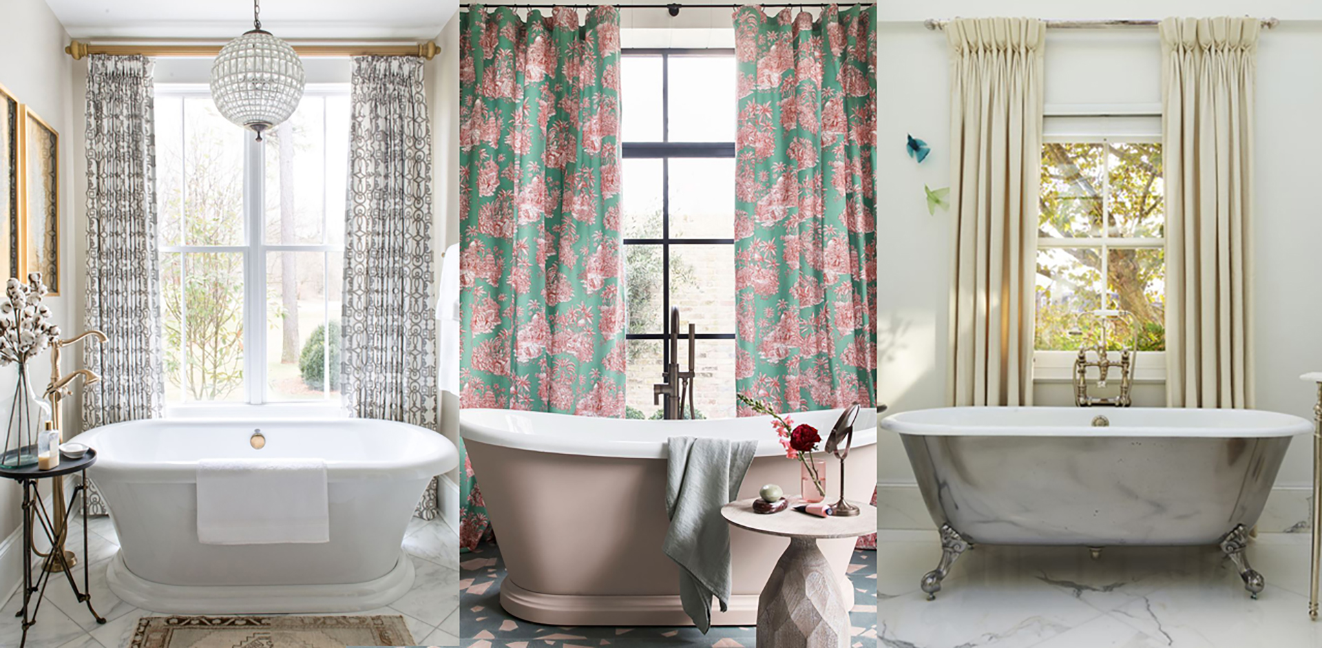 Bathroom curtain ideas 18 elegant washroom drapery styles   Homes ...