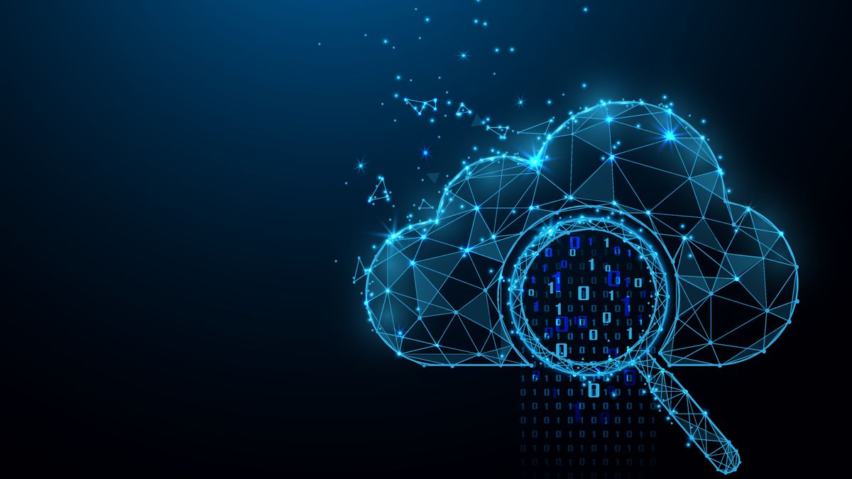 Depiction of magnified binary data within a cloud