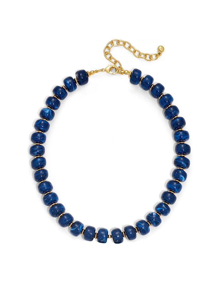 Lilie&amp;amp;white Dark Blue Resin Chunky Necklace for Women Trendy Boho Acrylic Beaded Choker Necklaces Handmade Summer Necklace Jewelry Gift