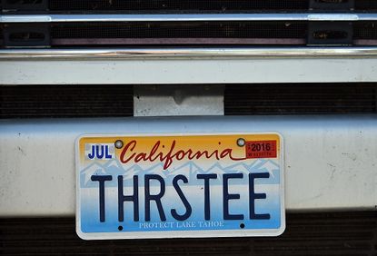 A personalized license plate.