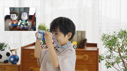 Toy Story Kids Camera being used by a child indoors