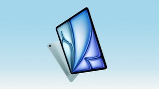 Two iPads floating on a blue gradient background