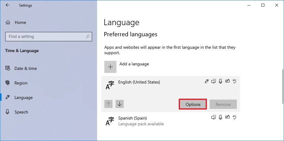 Language option