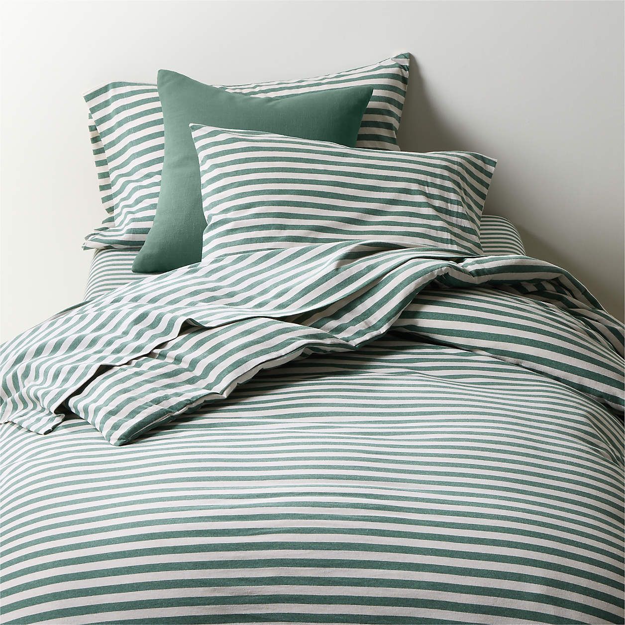 Comfy Tee Organic Cotton Jersey Green Stripe Twin XL Sheet Set
