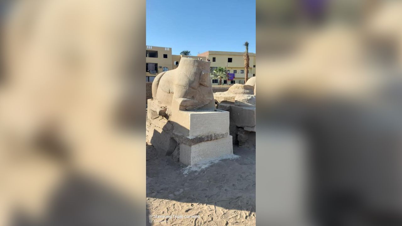 The ram's head would have rested on a body (shown here).They are shaped a bit like a sphinx.