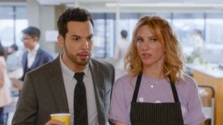 Skylar Astin as Todd Wright and Heather Morris as Judy Maxon in So Help Me Todd