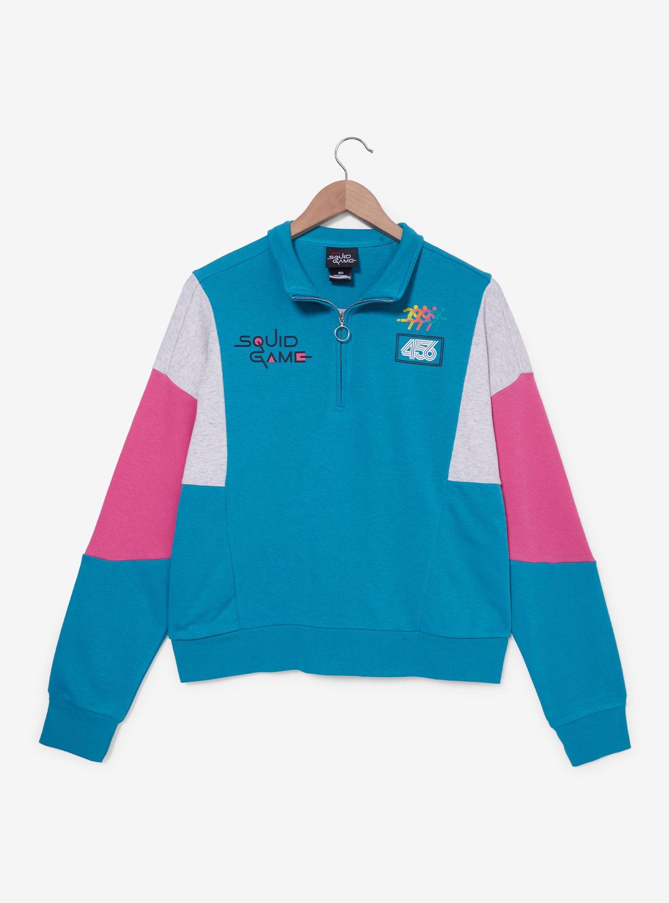 Squid Game Pink & Blue Women's Quarter Zip Crewneck — Boxlunch Exclusive