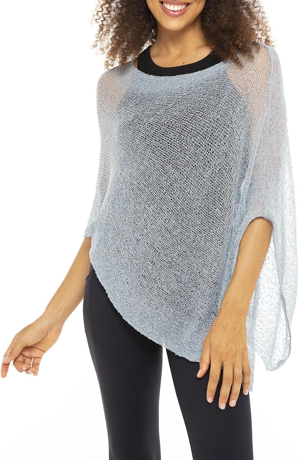 Back From Bali, Back From Bali Womens Sheer Poncho Shrug Bolero, Lightweight Summer Shrug Pullover Sweater Grey