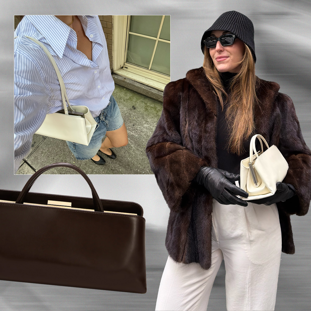 Who What Wear editors carrying the Verafied Eclair Bag