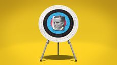 Illustration of an archery target pinned with an photo of Hunter Biden