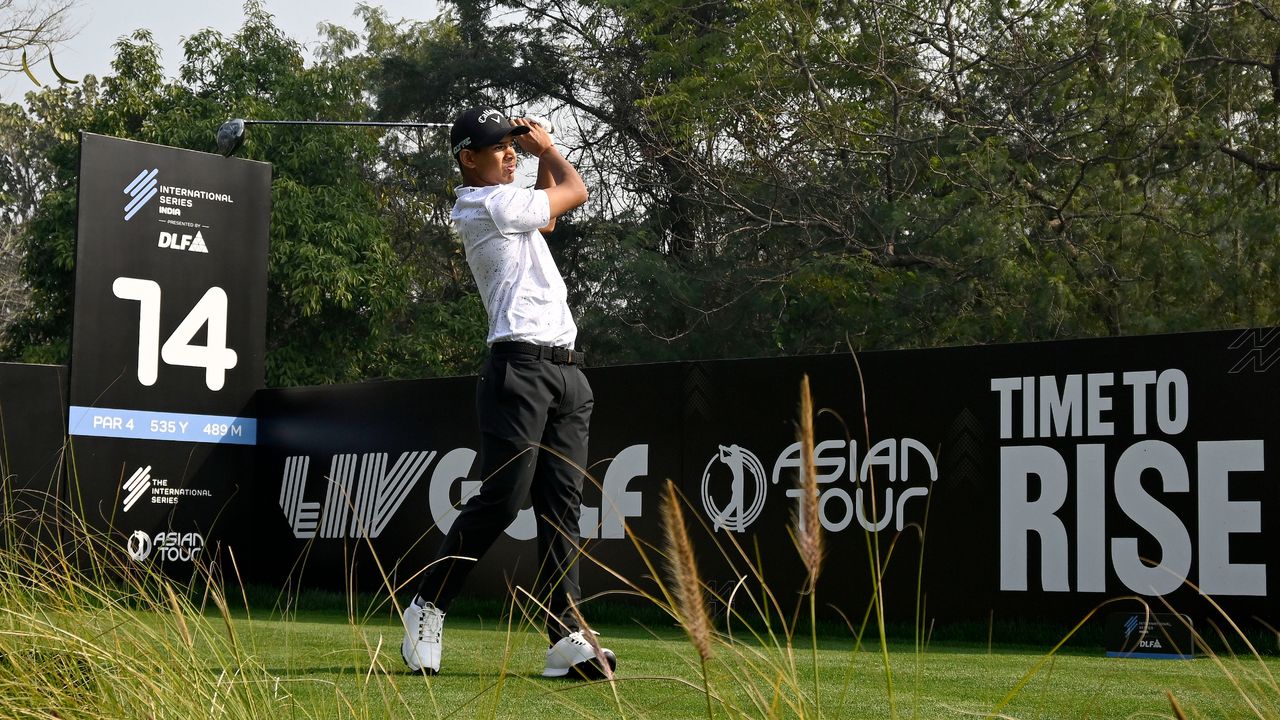 Kartik Singh pictured on the 14th hole at DLF Golf and Country Club, during International Series India presented by DLF, the first of 10 tournaments on The International Series in 2025