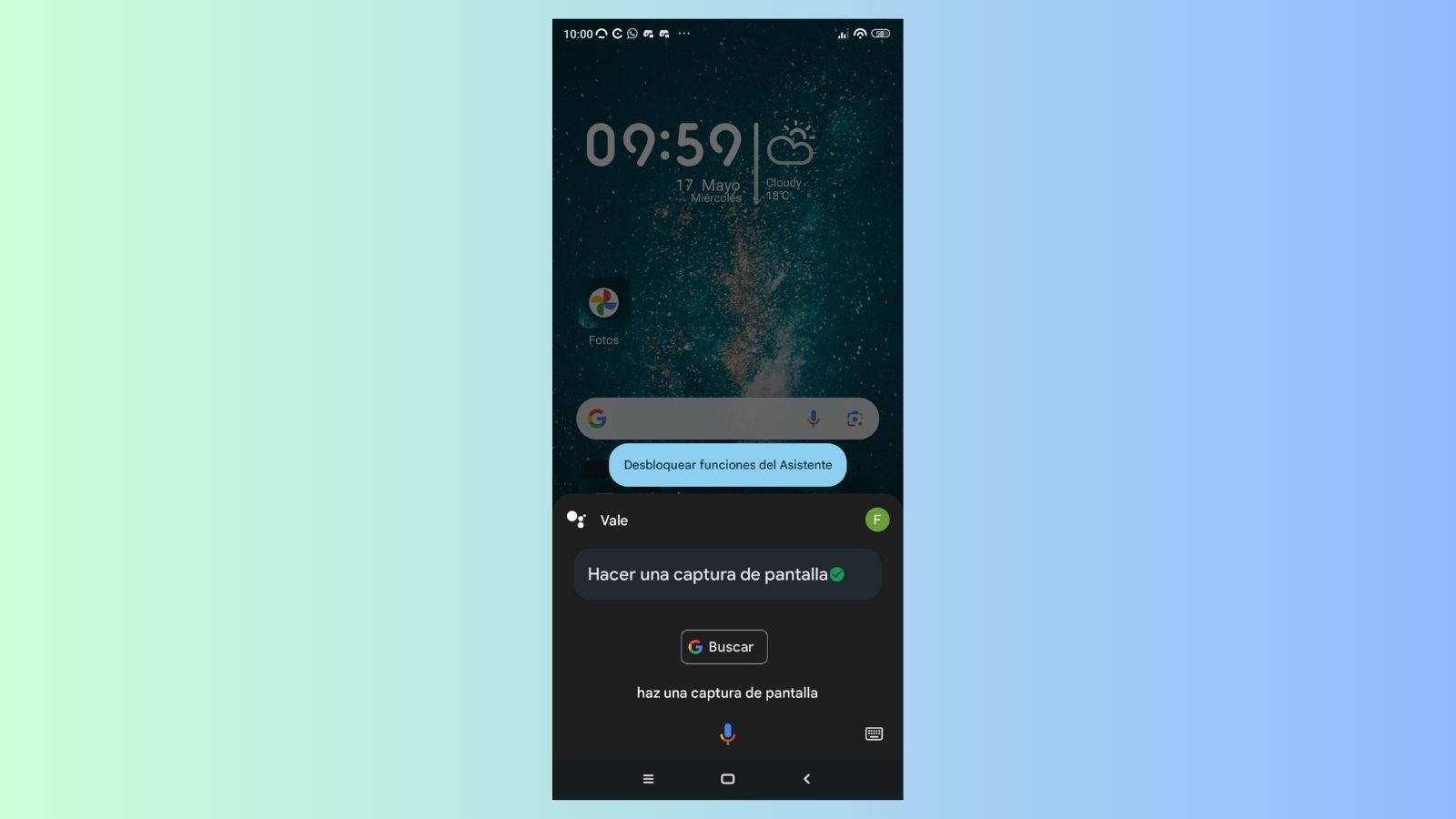 captura pantalla xiaomi asistente de voz Google