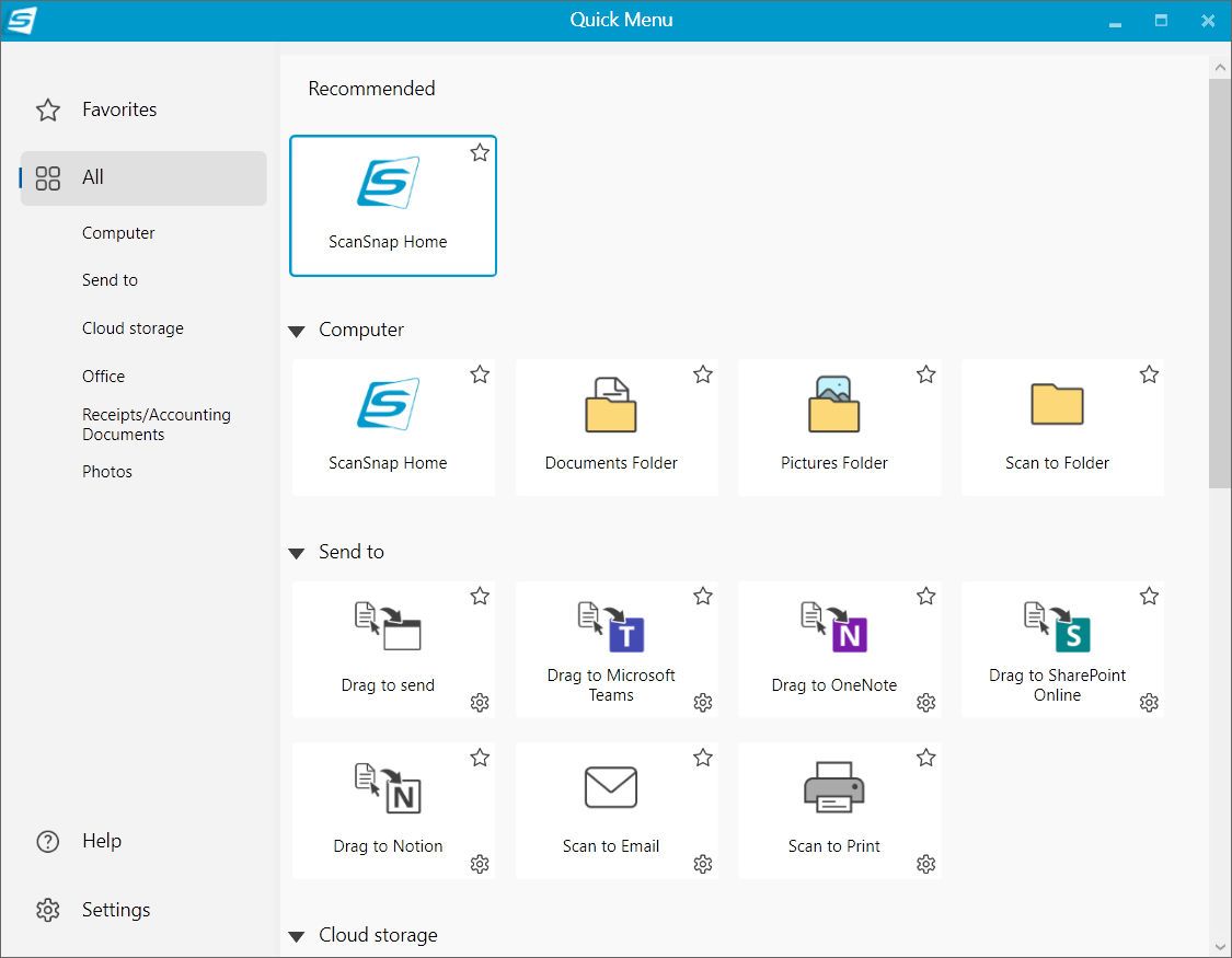 ScanSnap iX2500 Windows software screengrab
