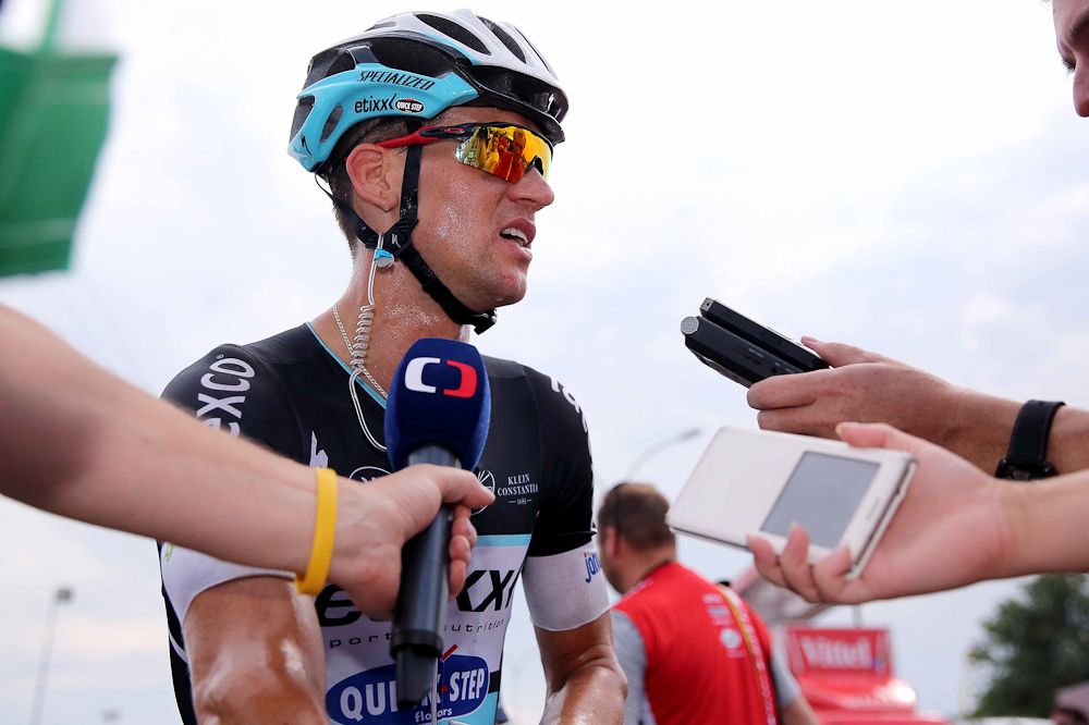 Zdenek Stybar talks with the press.
