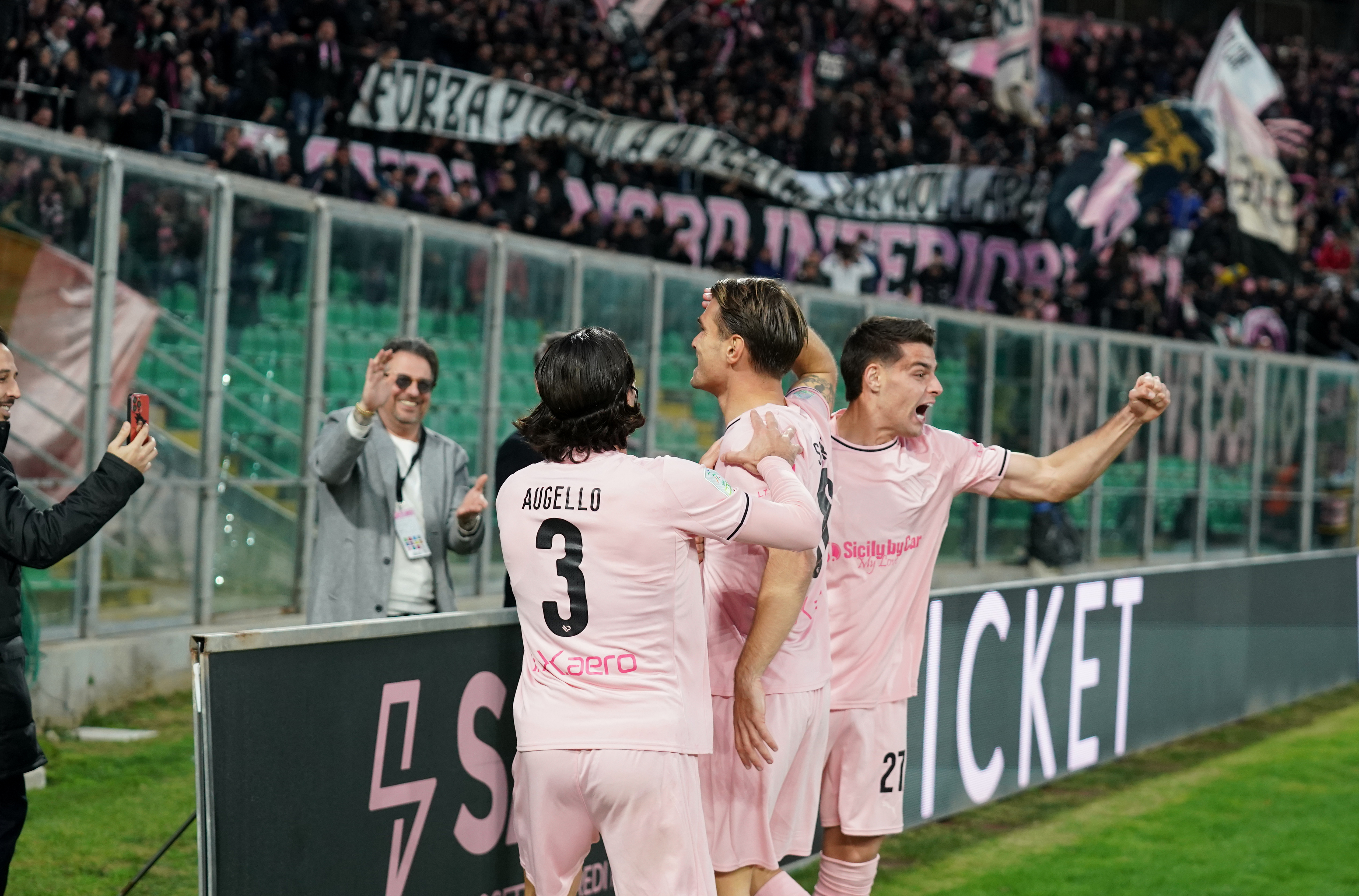 Jacopo Segre of Palermo FC celebrates a goal during the Serie B match between Palermo FC and Spezia Calcio at the Stadio ''Renzo Barbera'' in Palermo, Italy, on January 18, 2026. (Photo by Gabriele Maricchiolo/NurPhoto)