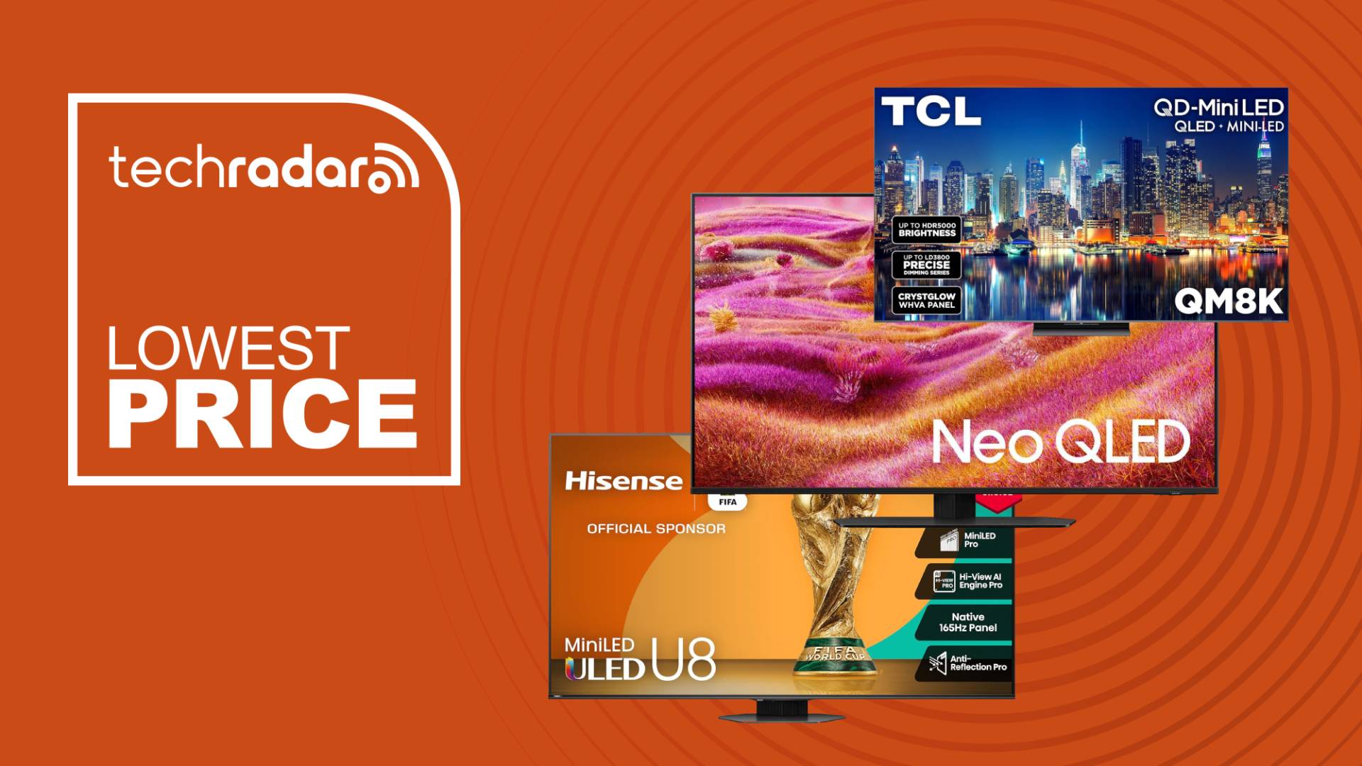 Mini-LED TVs on orange background