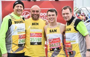 Stephen Boughton, Ian Benbow, Sam Woodyatt and Adam Woodyatt at the London Marathon