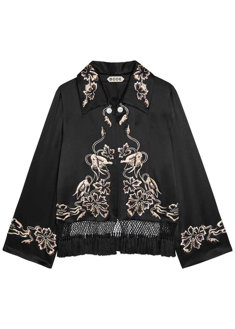 Phantasm Floral Fringed Silk Jacket