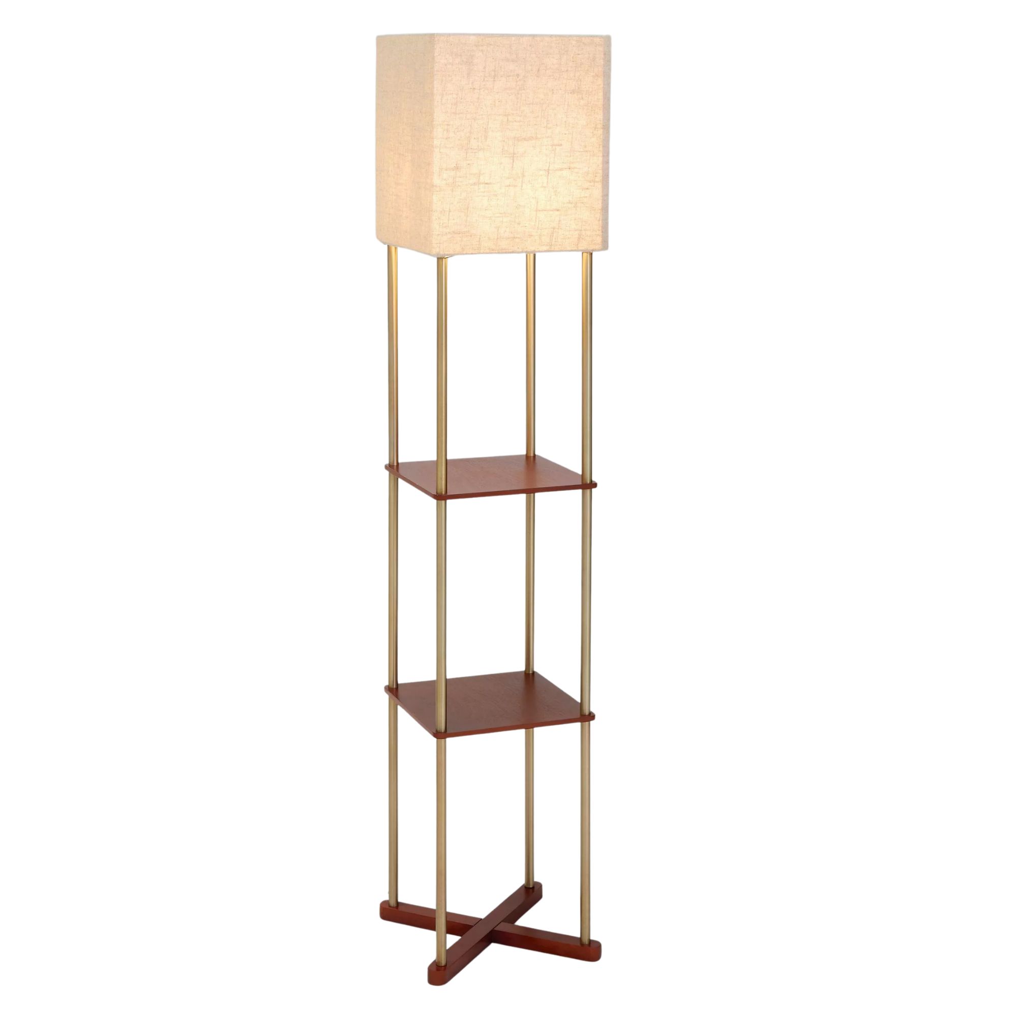 John Lewis, Harrison Square Shelves Floor Lamp in Walnut/Steel